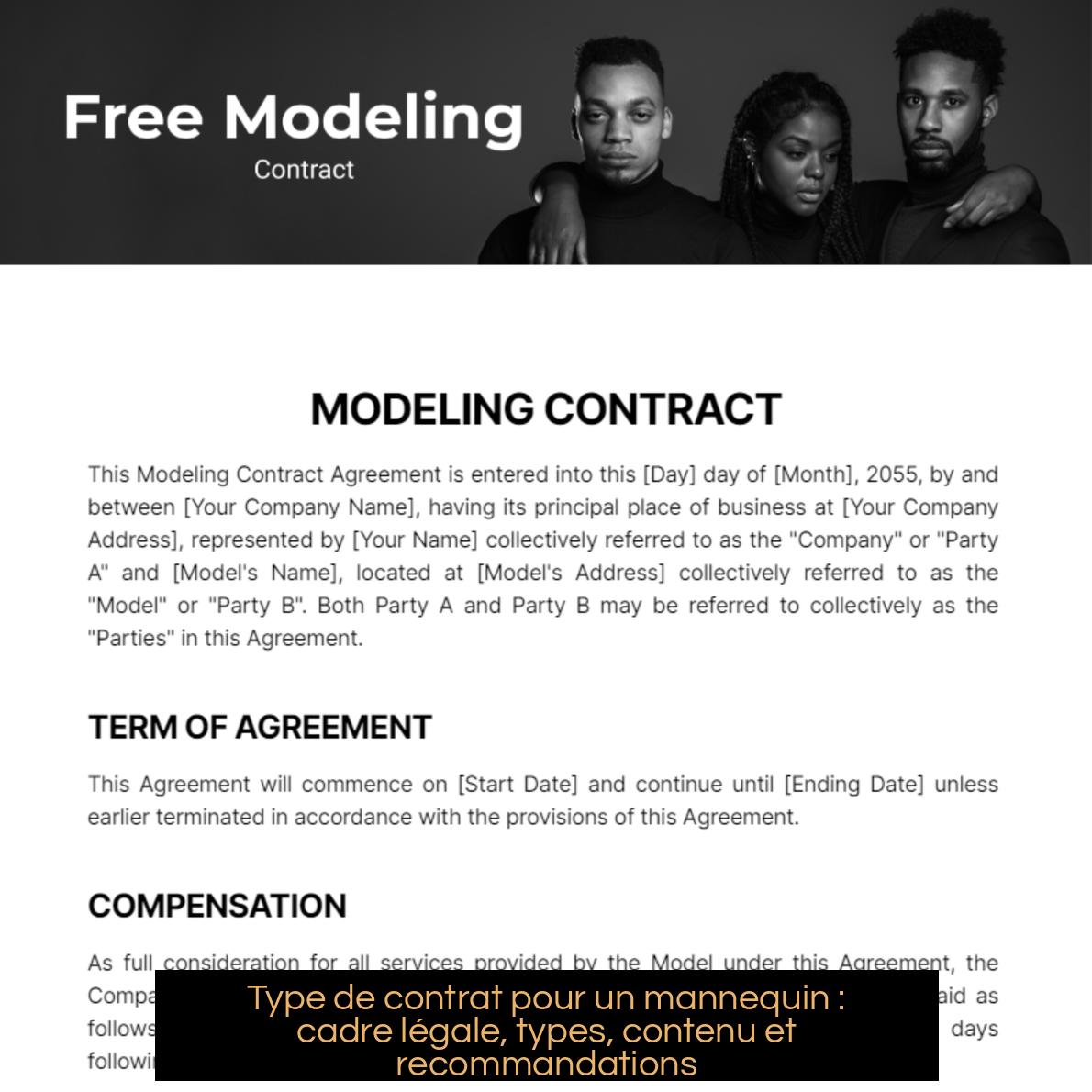 Type de contrat pour un mannequin : cadre légale, types, contenu et recommandations
